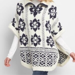 GAP Boucle Zip Poncho Sweater sz M/L